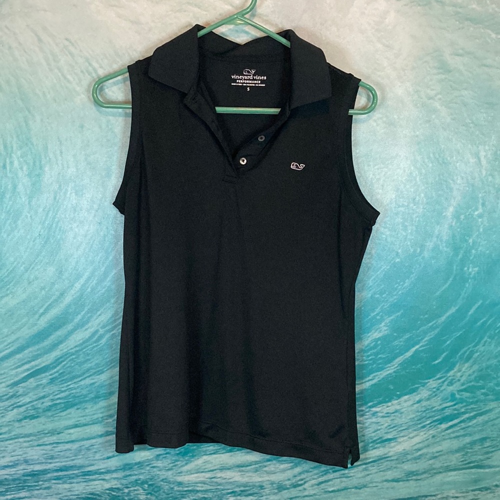 Vineyard Vine sleeveless polo. Black or very dark navy. Size small